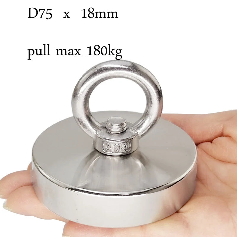 Fishing Magnets, 110lb 242lb 529lb 771lb Pull Force Super Strong Heavy Duty Rare Earth Neodymium Search Magnet For River Fishing