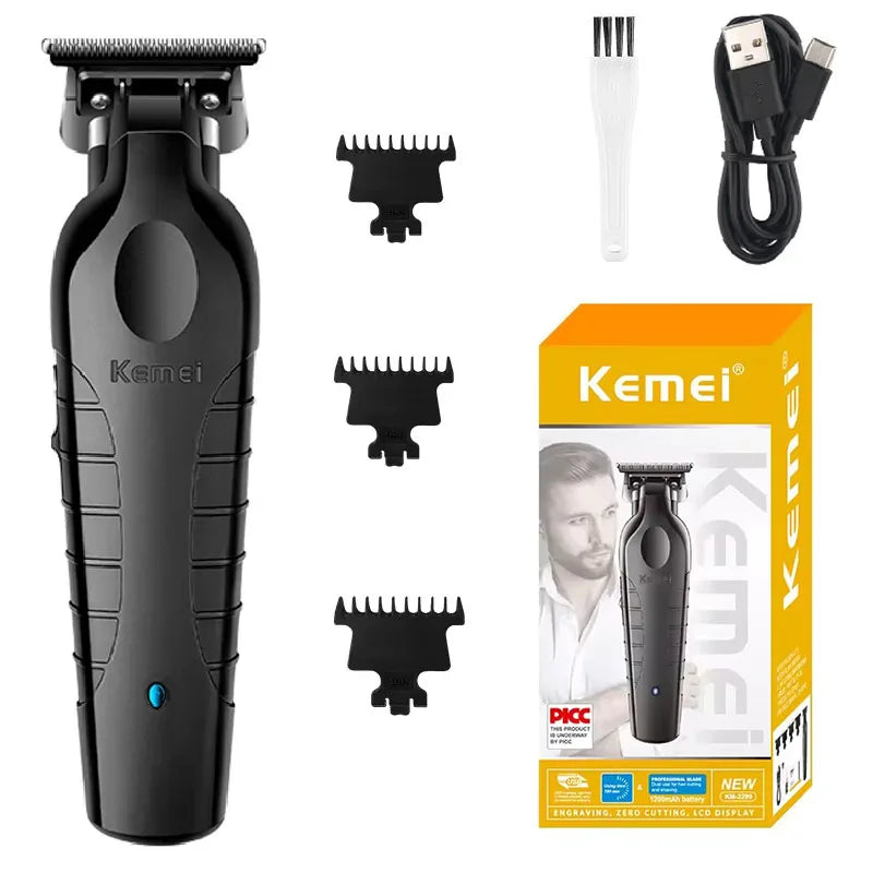 Kemei 2299 Professional Electric Barber Hair Trimmer For Men Beard Hair Clipper Cordless hair cutting machine rechargeable,0mm