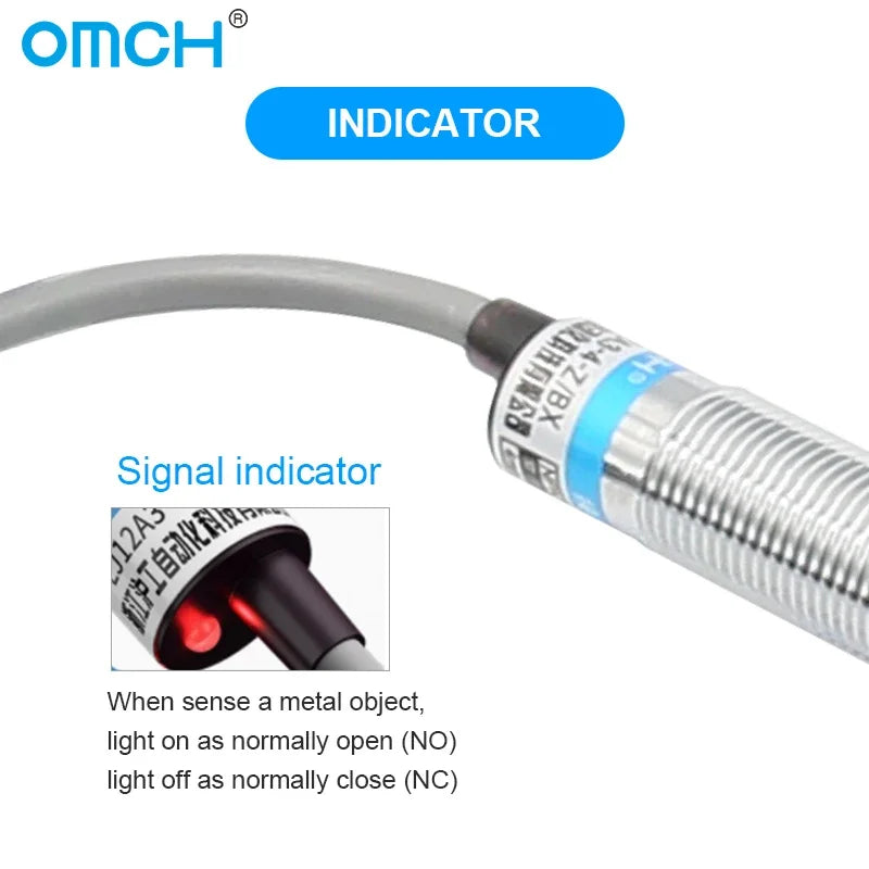 OMCH M8 M12 M18 M30 Inductive Proximity Switch Sensor Detection Distance 1/2 2/4 5/8 8/10mm NPN PNP NO NC DC 3-wire 6-36V