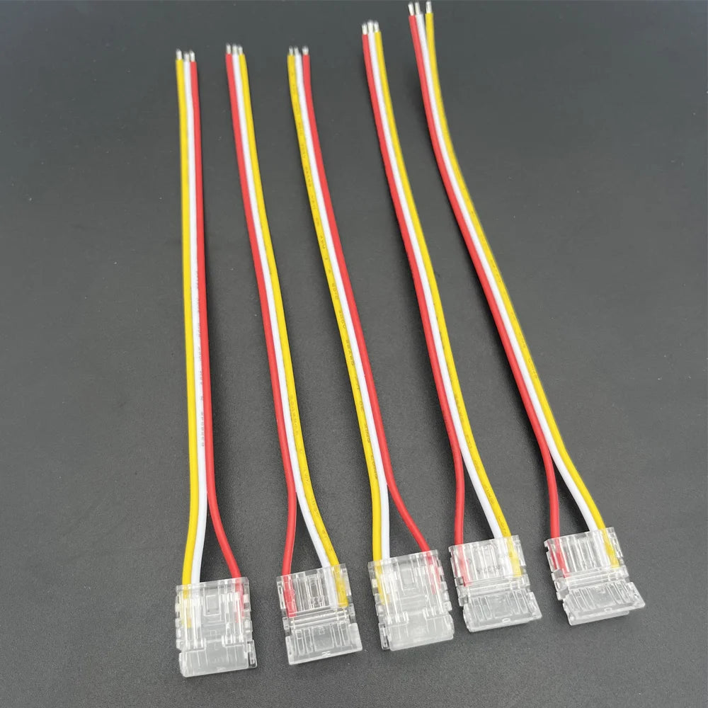 5pcs 3Pin CCT COB LED Strip Fast Connector 10mm Solderless FOB Light Solder Free Strip to Strip / Wire L Connector Mini Buckle