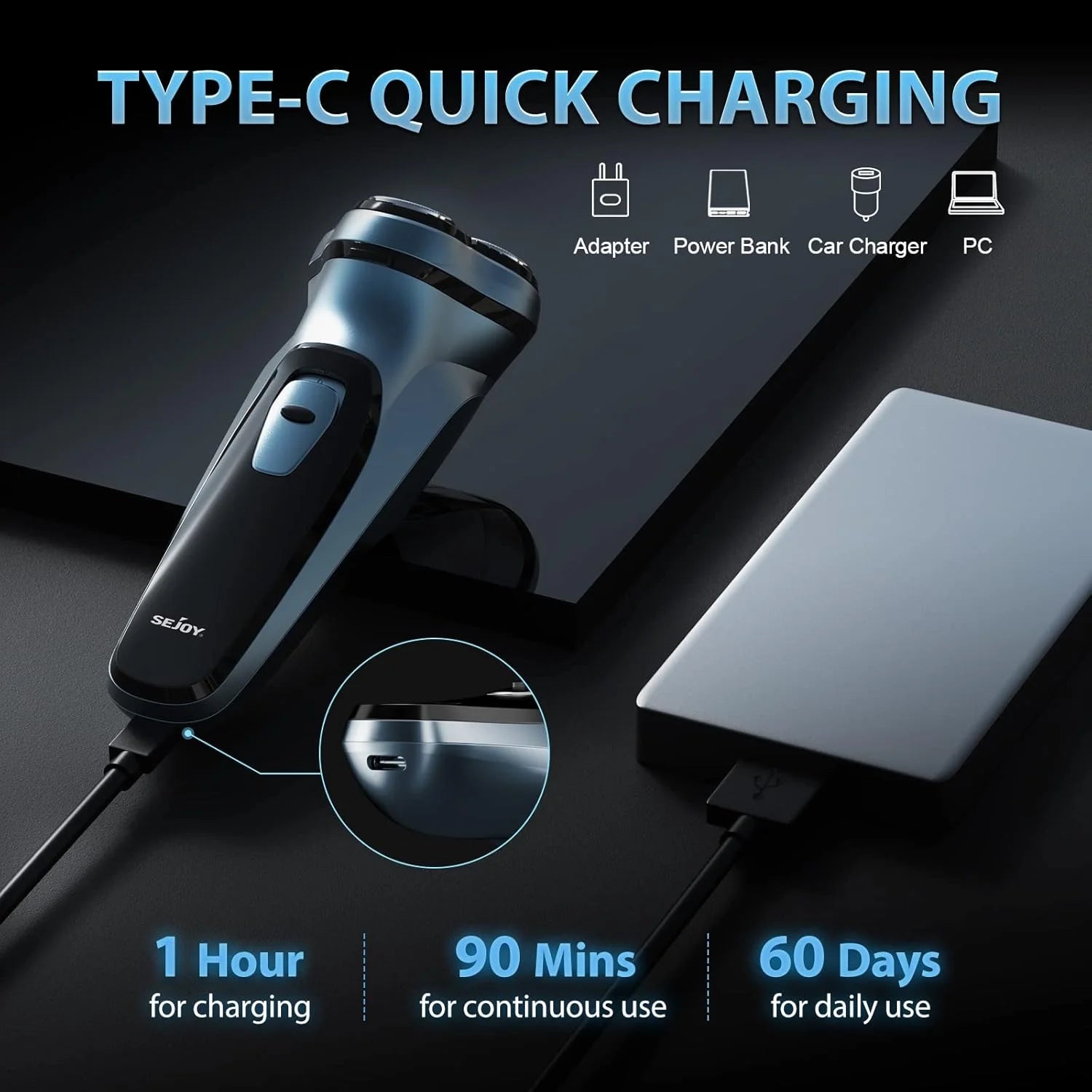 Sejoy Electric Razor for Men Rechargeable Electric Razor Shaving Machines  Mens Electric Shavers,