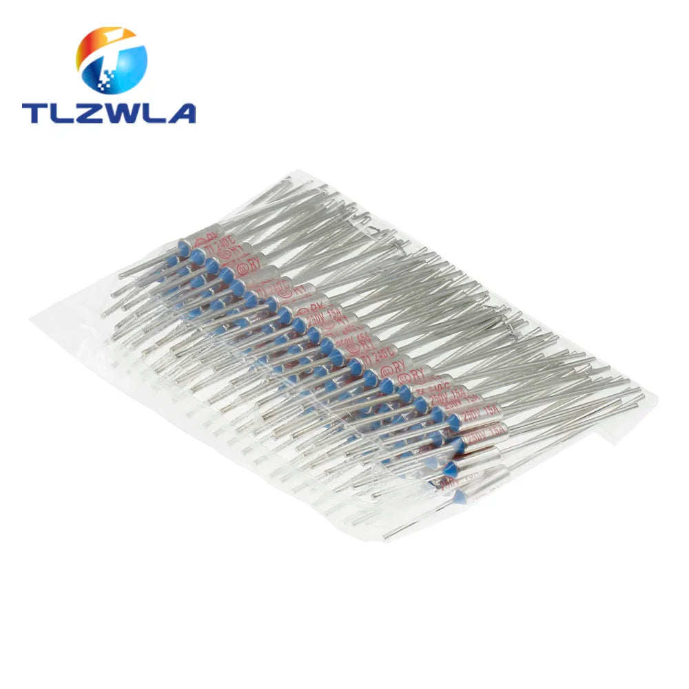 100Pcs TF Thermal Fuse RY 10A 15A 250V Temperature85C 100C 105C 100C 120C 130C 152C 165C 172C 185C 192C 200C 216C 240C 280C 300C