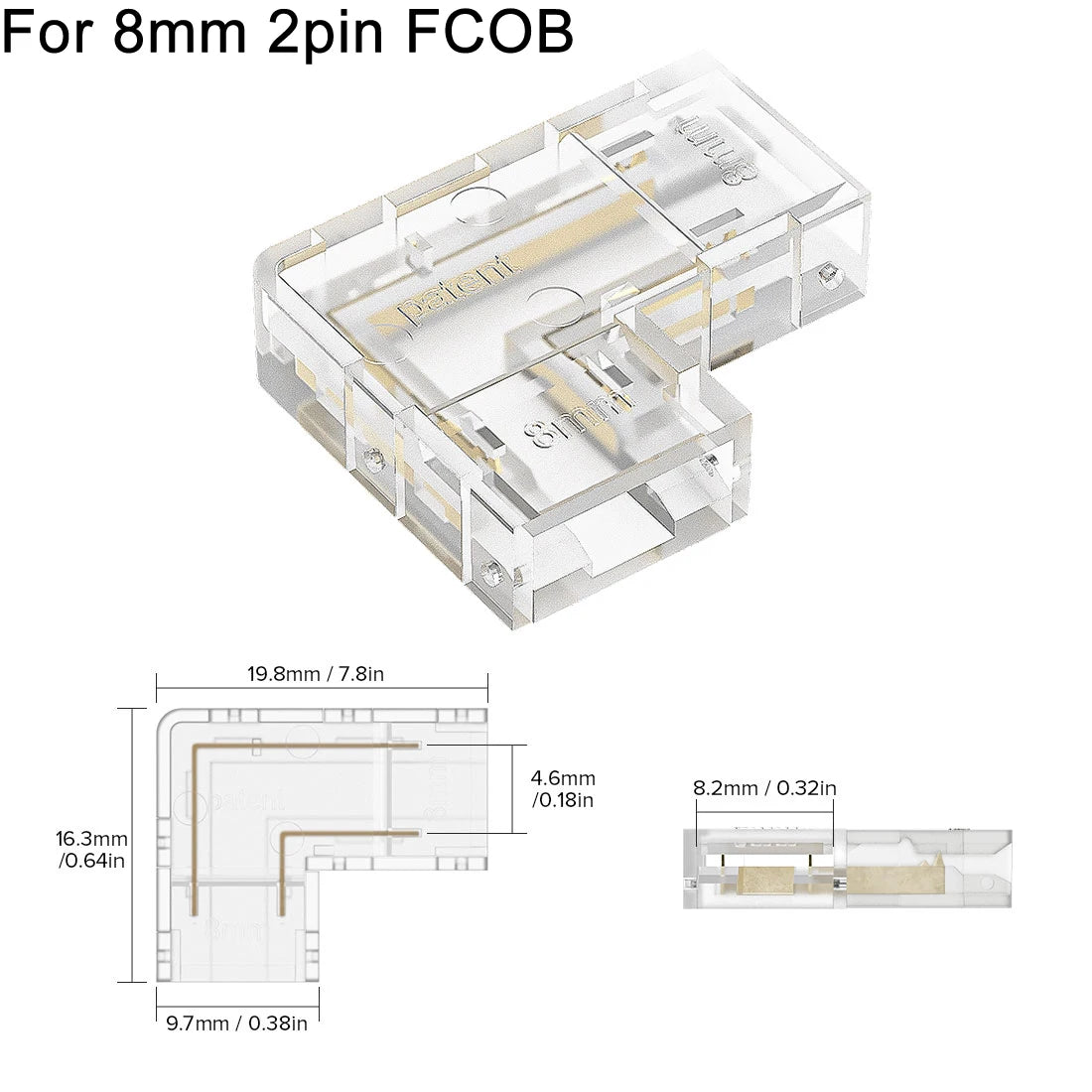 4 PCS FCOB Transparent L Shape Cover Connectors Solderless for 2pin 8mm 10mm DIM 3pin 4pin 10mm CCT RGB FOB COB LED Strip Lights
