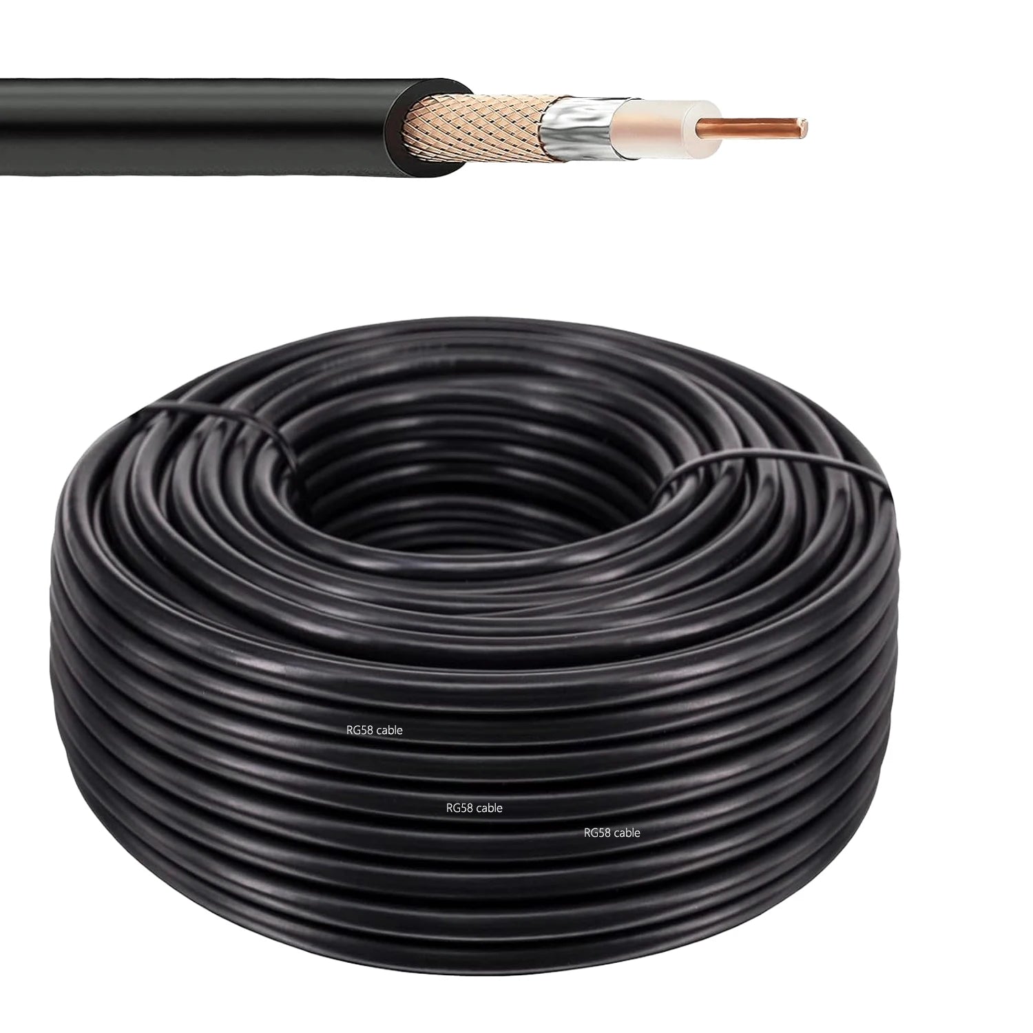 10M 20M 50M RG58 50-3 Coaxial Cable Bare Copper Low Loss 50 Ohm RF Coaxial Cable Pigtail RF Wire Connector For SMA BNC N UHF TNC