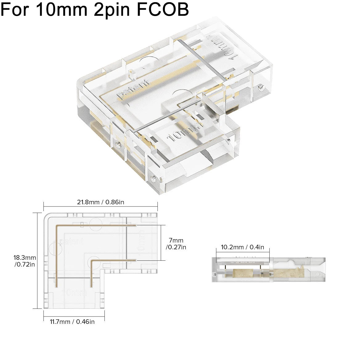 4 PCS FCOB Transparent L Shape Cover Connectors Solderless for 2pin 8mm 10mm DIM 3pin 4pin 10mm CCT RGB FOB COB LED Strip Lights