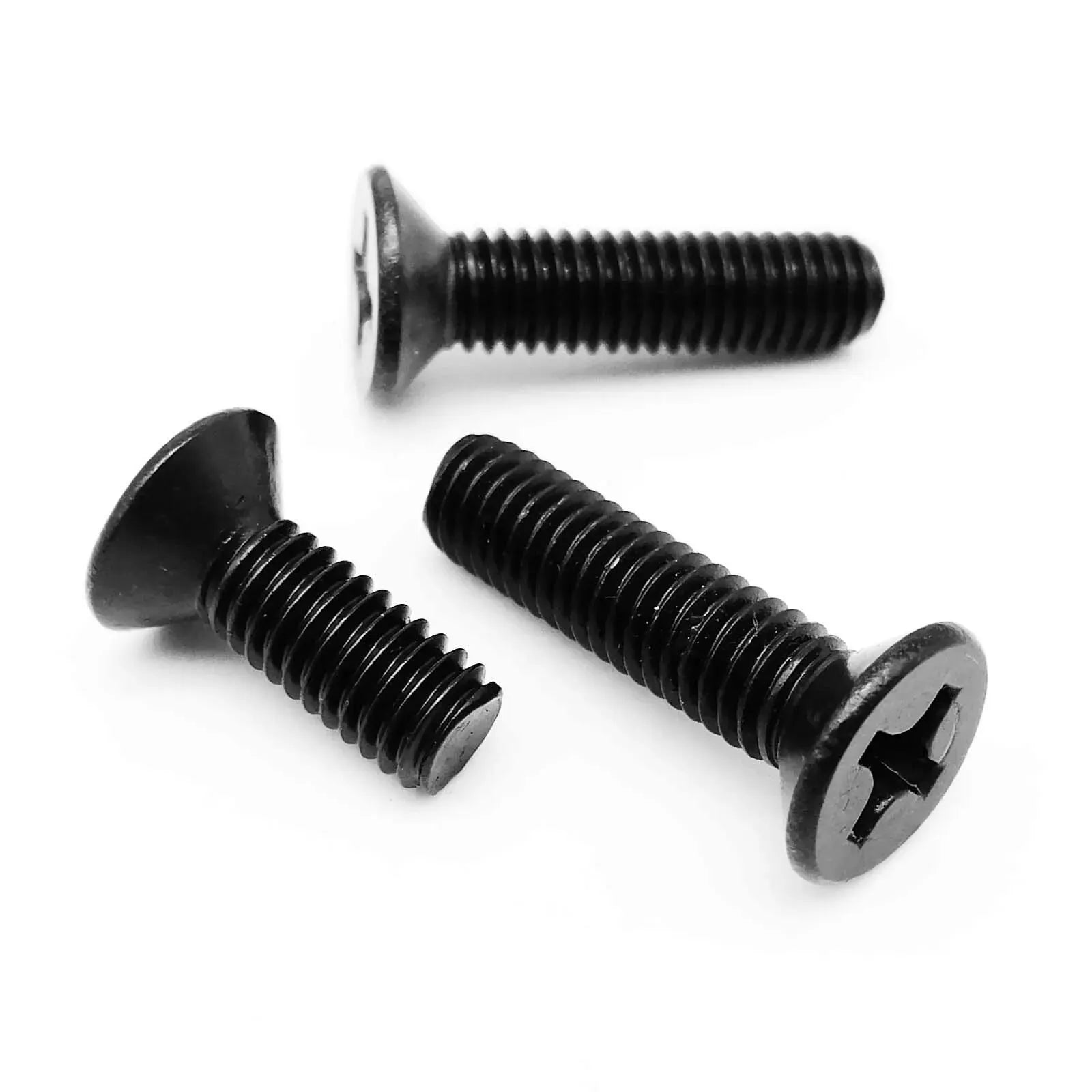 50/100/200pcs M1 M1.2 M1.4 M1.6 M2 M2.5 M3 M4 Cross Recessed Phillips Flat Countersunk Head Screw Bolt GB819 Black Carbon Steel