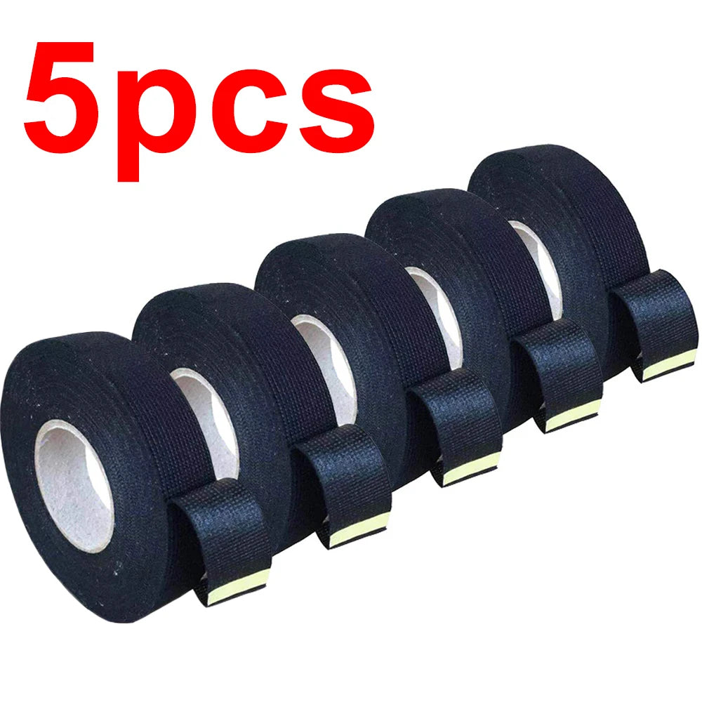 Black Electrical Fabric Tape Heat Resistant Wire Harness Bundle Insulation Auto Wiring Cloth Wrap Waterproof Cable Adhesive Tape