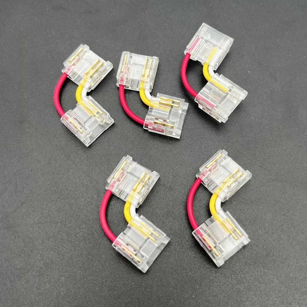 5pcs 3Pin CCT COB LED Strip Fast Connector 10mm Solderless FOB Light Solder Free Strip to Strip / Wire L Connector Mini Buckle