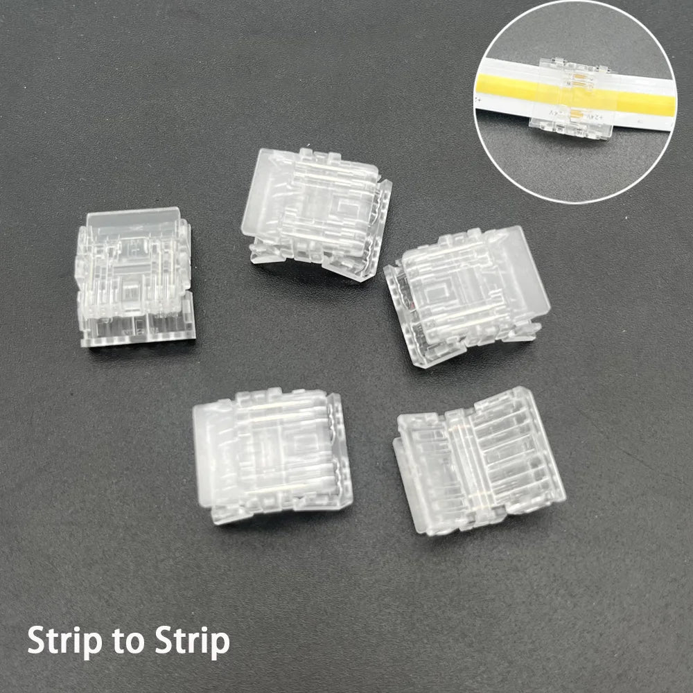 5pcs 3Pin CCT COB LED Strip Fast Connector 10mm Solderless FOB Light Solder Free Strip to Strip / Wire L Connector Mini Buckle