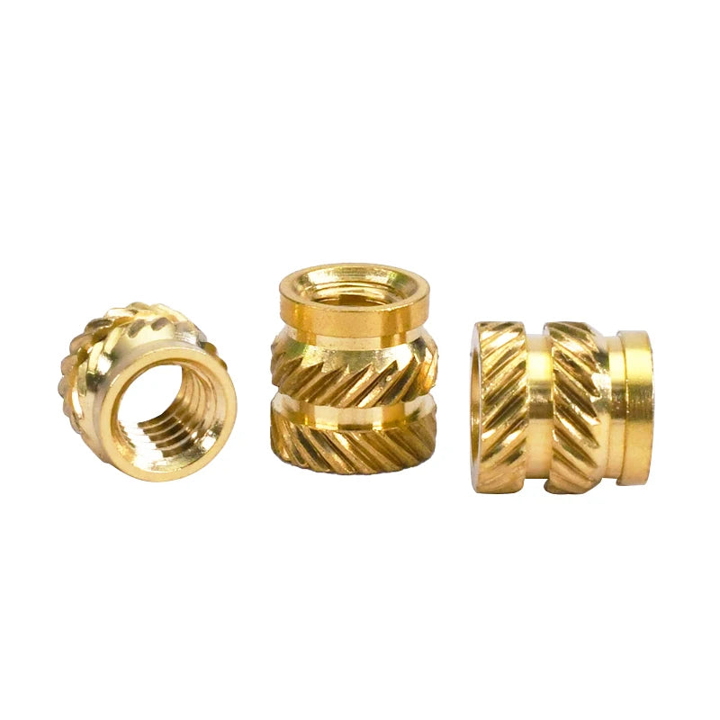 100pcs M6 M8 Insert Brass Nut Hot Melt Knurled Thread Heat Inserts Embedment Copper Nut Embed Pressed Fit into Holes for Plastic