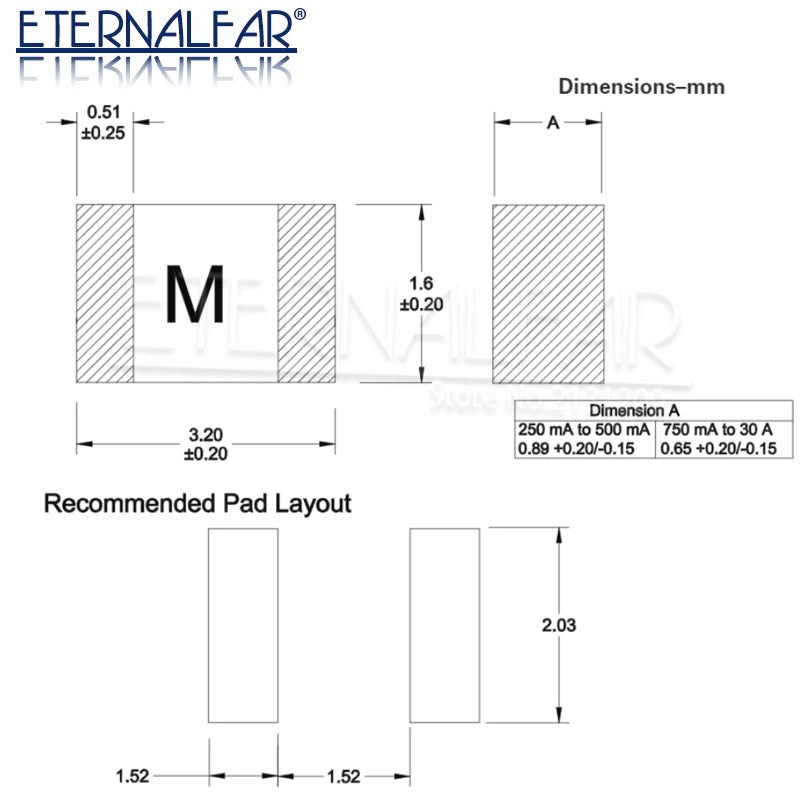 A One Time Positive Disconnect SMD Fuse 1206 3216 0.5A 1A 1.5A 2A 2.5A 3A 3.5A 4A 5A 6A 7A 8A 10A 12A 15A 20A 30A Fast Acting