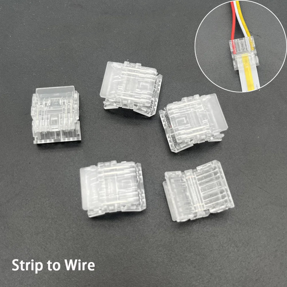 5pcs 3Pin CCT COB LED Strip Fast Connector 10mm Solderless FOB Light Solder Free Strip to Strip / Wire L Connector Mini Buckle