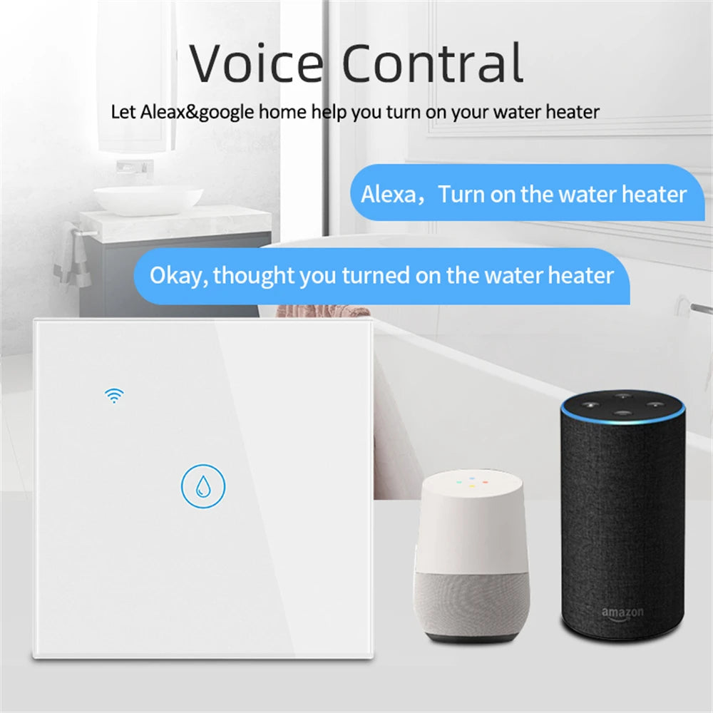 40A Tuya Smart Wifi Water Heater Boiler Touch Wall Switch Air Conditioner Light Timing EU Us Brazil  App For Alexa Google Home