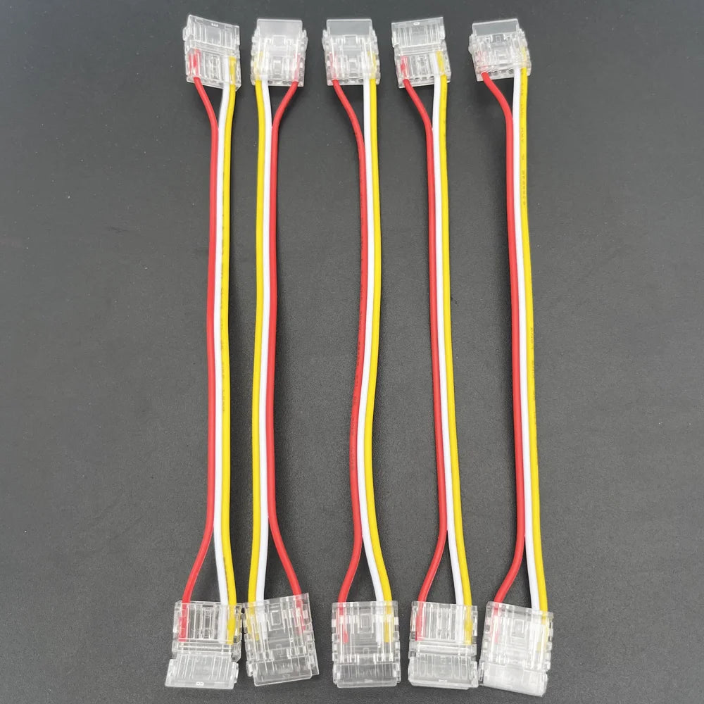 5pcs 3Pin CCT COB LED Strip Fast Connector 10mm Solderless FOB Light Solder Free Strip to Strip / Wire L Connector Mini Buckle